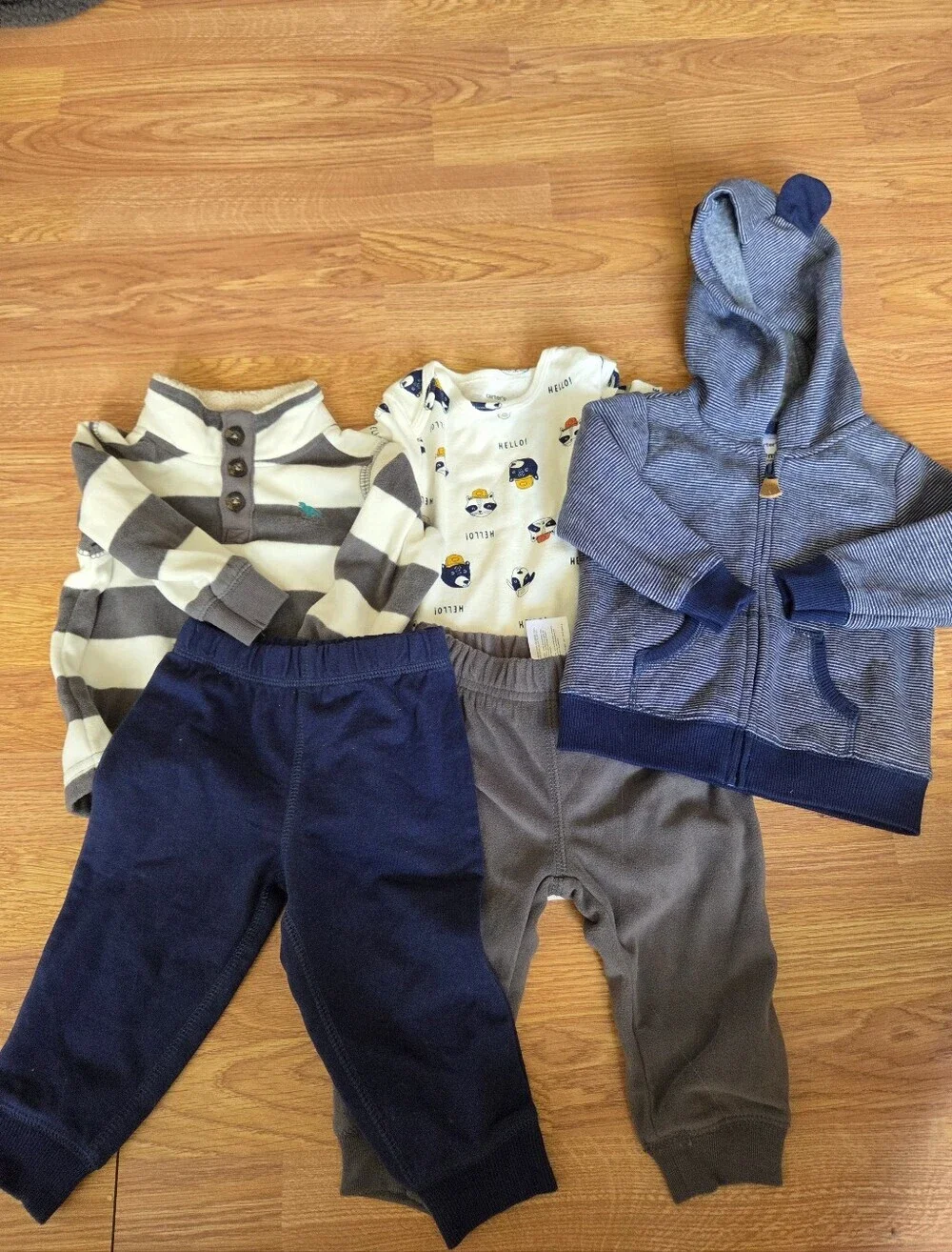 Carter's Boys 9 Months Bundle 5pcs NEW Animal Bears Dogs Dinosaur Navy Gray